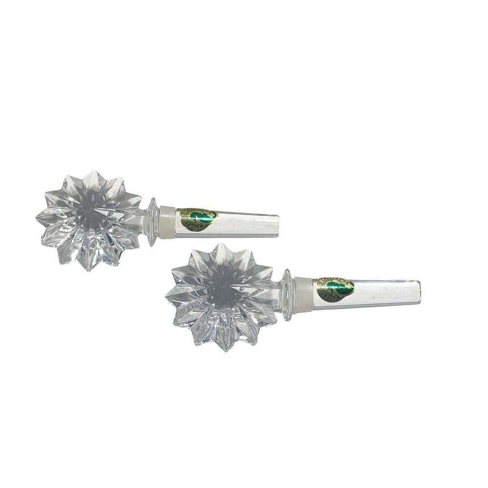 Waterford‎ Crystal Decanter Stoppers Pair Starburst Cut Finial Signed w/ Labels